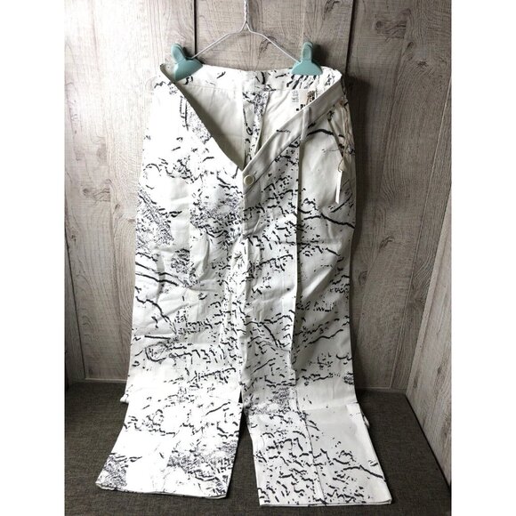 Maison Blanche White Gray Print Wide Leg Trousers Pants Womens Size 4 - Picture 1 of 5